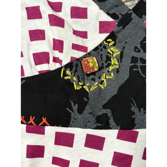 NWT Sylc Camisa Midi Dress Women's Large Artsy Boho Babydoll Patchwork Hippie - Picture 7 of 15